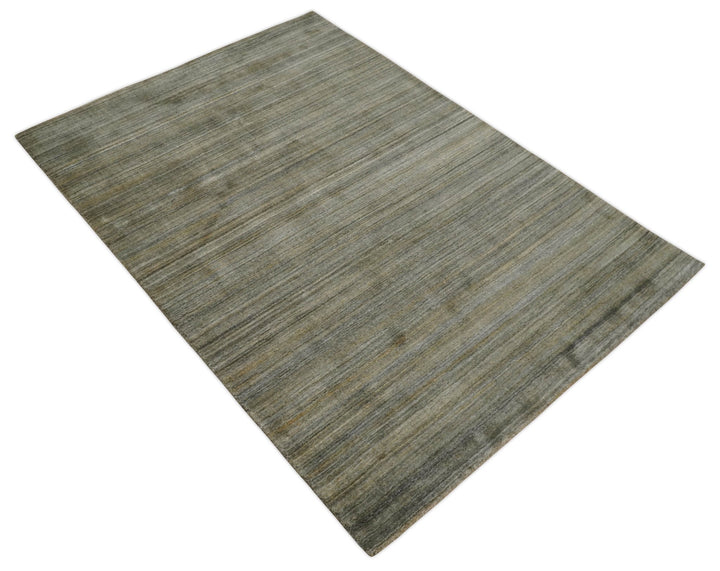Shaded Beige Scandinavian 5x7 Blended Bamboo Silk Flatwoven Area Rug, Dinning, Kids Rug | HL45 - The Rug Decor