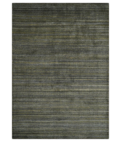 Shaded Olive and Gray Scandinavian 5x7 Blended bamboo Silk Flatwoven Area Rug | HL43 - The Rug Decor