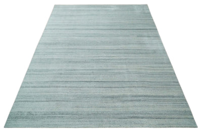 Shaded Silver, Ivory and Gray Scandinavian 8x10 Hand Made Blended Wool Flatwoven Area Rug | KE6 - The Rug Decor