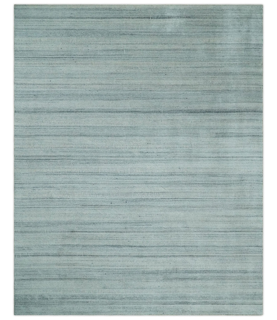 Shaded Silver, Ivory and Gray Scandinavian 8x10 Hand Made Blended Wool Flatwoven Area Rug | KE6 - The Rug Decor