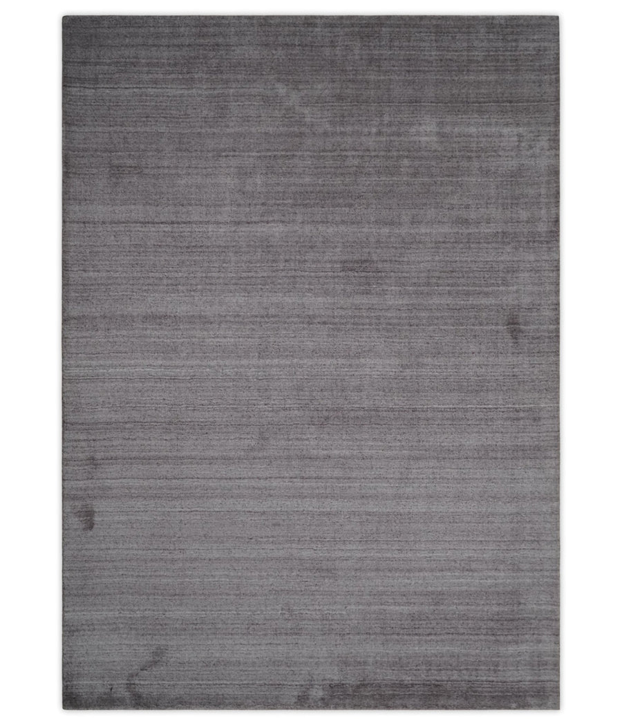 Shaded Solid Lavender purple Scandinavian 5x7 Blended bamboo Silk Flatwoven Area Rug | HL40 - The Rug Decor