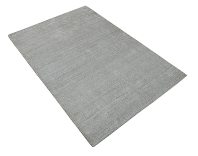 Shaded Solid Silver and White Scandinavian 5x7 Blended Wool Flatwoven Area Rug | HL25 - The Rug Decor