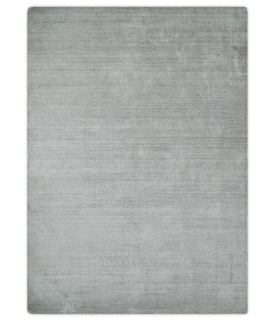 Shaded Solid Silver and White Scandinavian 5x7 Blended Wool Flatwoven Area Rug | HL25 - The Rug Decor
