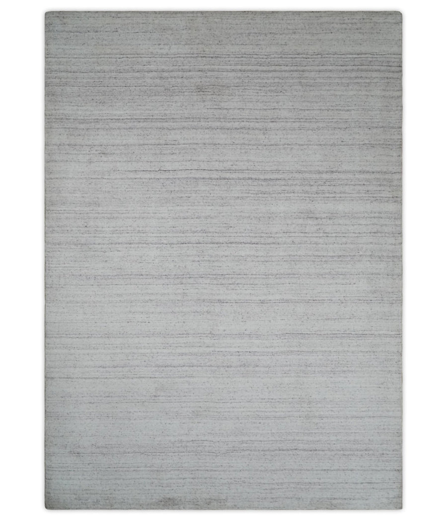 Shaded Solid White and Purple Scandinavian 5x7 Blended Wool Flatwoven Area Rug | HL27 - The Rug Decor