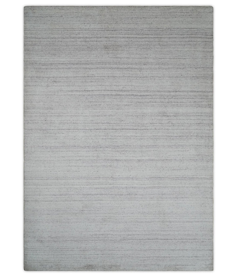 Shaded Solid White and Purple Scandinavian 5x7 Blended Wool Flatwoven Area Rug | HL27 - The Rug Decor