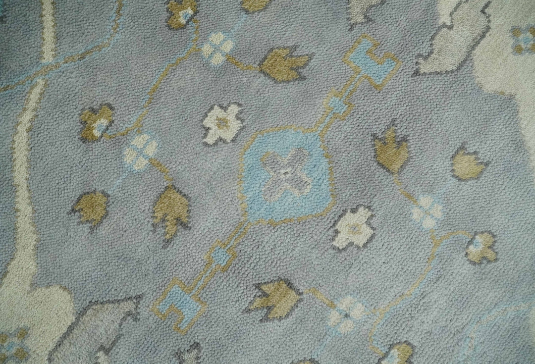 Silver and Beige Hand Knotted 8x10 Oriental Oushak Wool Area Rug, Living Room Rug | TRDCP1152810 - The Rug Decor