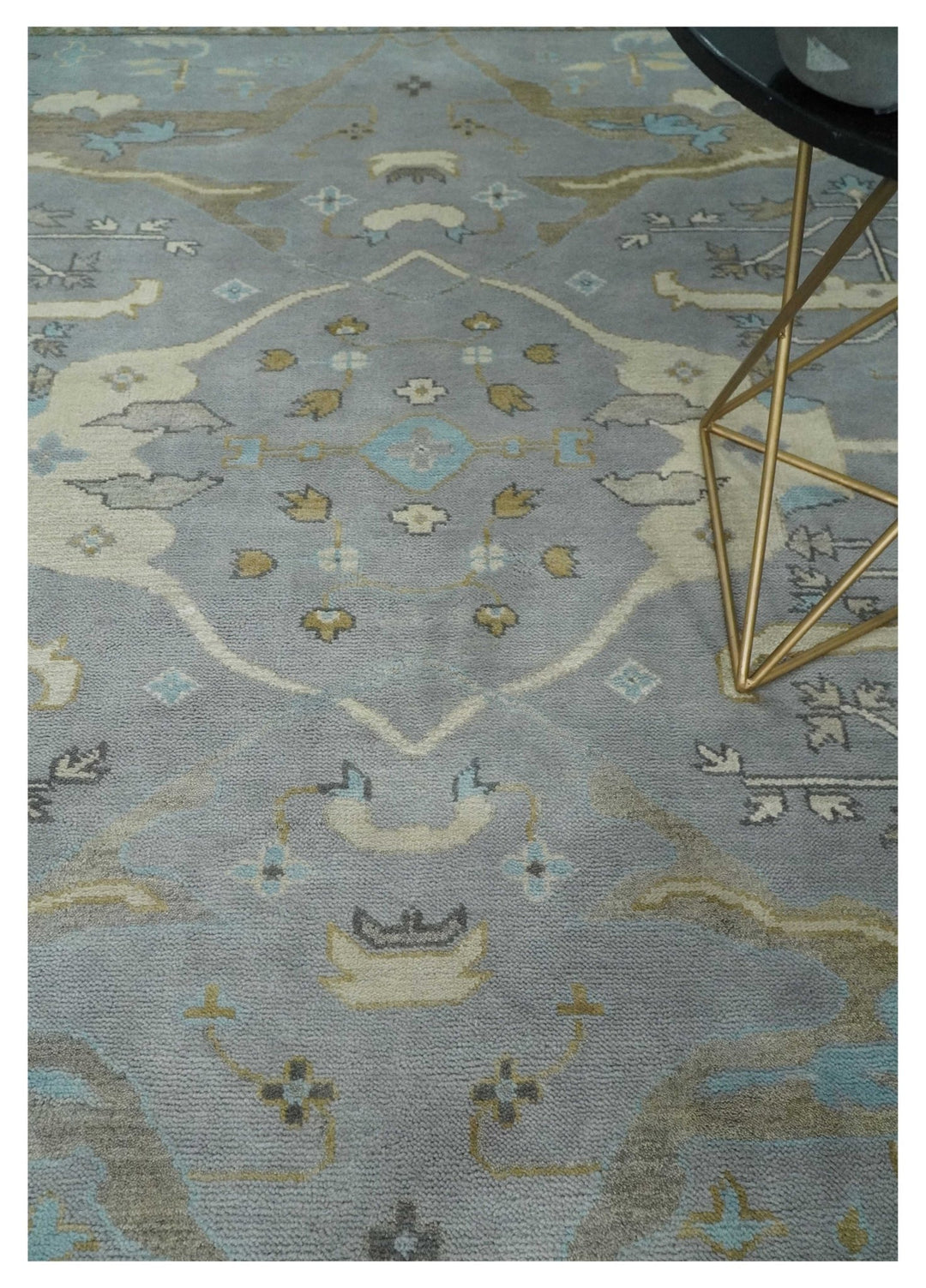 Silver and Beige Hand Knotted 8x10 Oriental Oushak Wool Area Rug, Living Room Rug | TRDCP1152810 - The Rug Decor