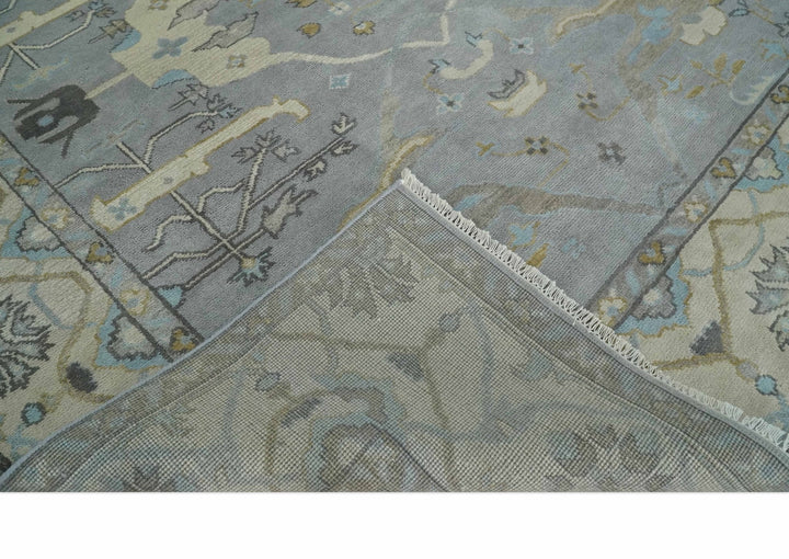 Silver and Beige Hand Knotted 8x10 Oriental Oushak Wool Area Rug, Living Room Rug | TRDCP1152810 - The Rug Decor