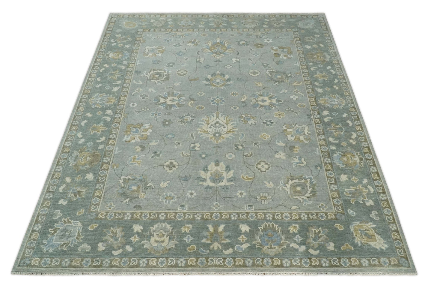 Silver and Brown 6x9, 8x10, 9x12, 10x14 and 12x15 Antique Traditional Persian Oushak Wool Rug | NT2 - The Rug Decor