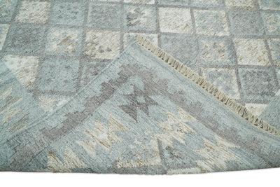 Silver and Brown Kilim Rug made with Fine wool and Viscose | SE3 - The Rug Decor