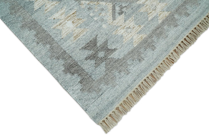 Silver and Brown Kilim Rug made with Fine wool and Viscose | SE3 - The Rug Decor
