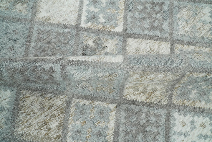 Silver and Brown Kilim Rug made with Fine wool and Viscose | SE3 - The Rug Decor