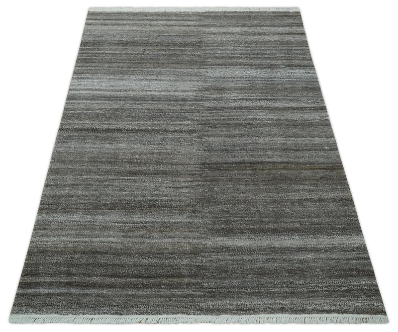 Silver and Charcoal Modern Abstract 5x8 Dari Pet yarn Area Rug - The Rug Decor