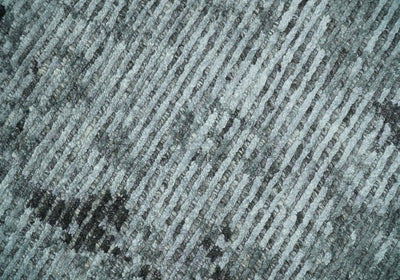 Silver and Charcoal Rug 8x10 Hand Woven Abstract Area Rug - The Rug Decor