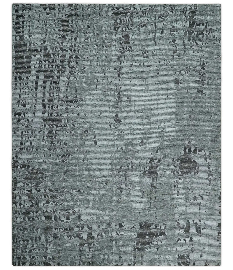 Silver and Charcoal Rug 8x10 Hand Woven Abstract Area Rug - The Rug Decor