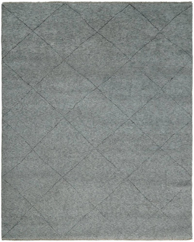 Silver and Gray Hand Woven 8x10 Trellis Moroccan Rug Made with Fine Wool | TRDCP78810 - The Rug Decor