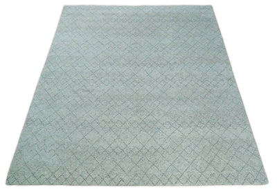 Silver and Gray Hand Woven 9x12 Trellis Moroccan Rug Made with Fine Wool | TRDCP101912 - The Rug Decor