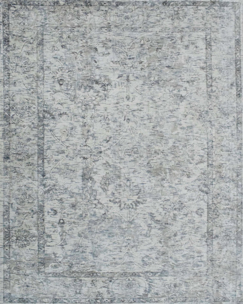 Silver and Gray Handmade Area Rug Made With Fine Viscose - The Rug Decor