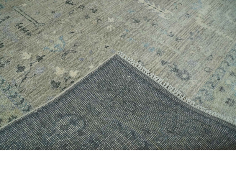 Silver and Olive 8x10 Antique Hand Knotted Turkish Design Area Rug - The Rug Decor