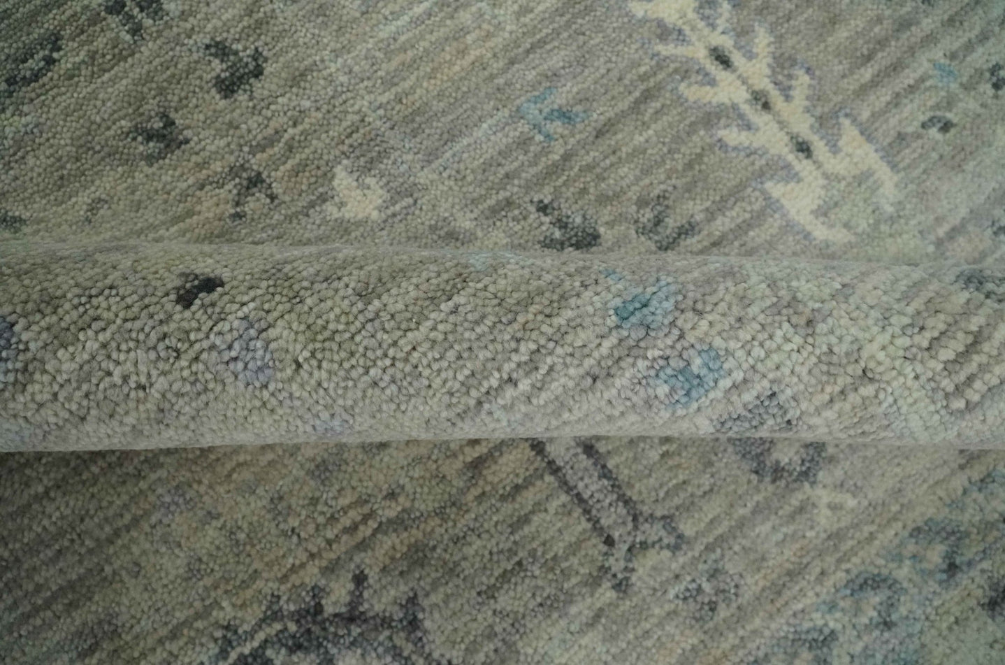 Silver and Olive 8x10 Antique Hand Knotted Turkish Design Area Rug - The Rug Decor