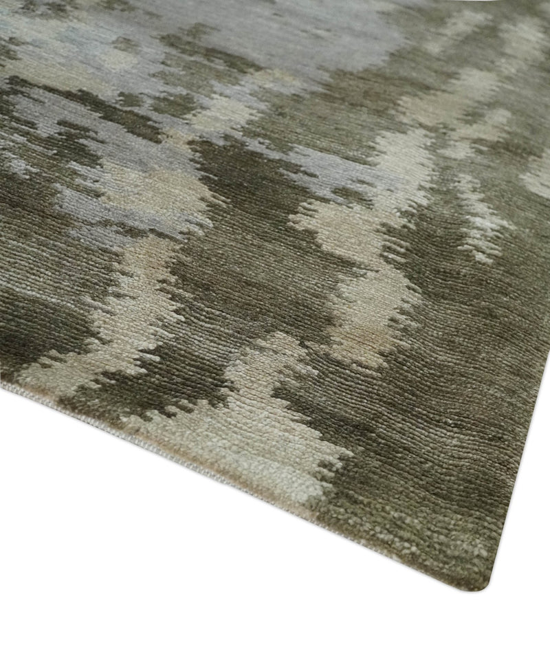 Silver, Beige and Gray Modern Abstract Hand knotted 6x9 Bamboo Silk Area Rug - The Rug Decor