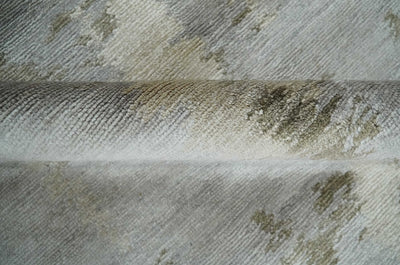 Silver, Beige and Gray Modern Abstract Hand knotted 6x9 Bamboo Silk Area Rug - The Rug Decor