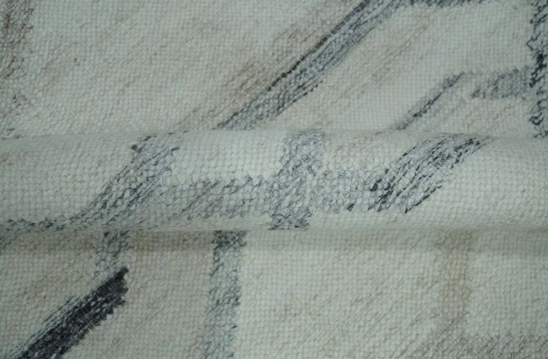 Silver, Brown and Charcoal Modern Geometrical Design 5x8 Hand Woven Dari wool Area Rug - The Rug Decor