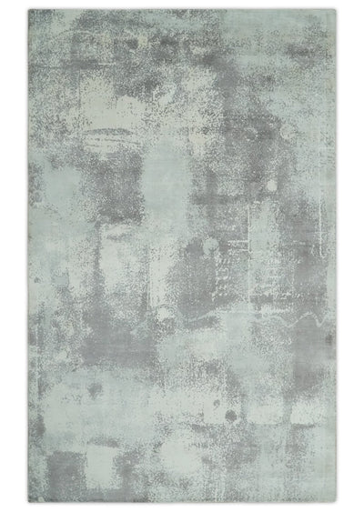Silver, Charcoal and Ivory Modern Abstract 5x8 Hand loom viscose Area Rug - The Rug Decor