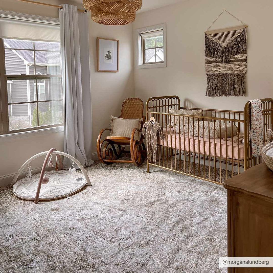 Silver, Gray and Brown Machine woven Traditional Machine washable area Rug - The Rug Decor