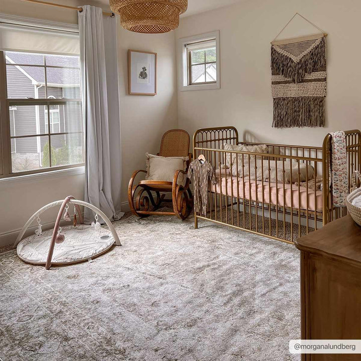 Silver, Gray and Brown Machine woven Traditional Machine washable area Rug - The Rug Decor