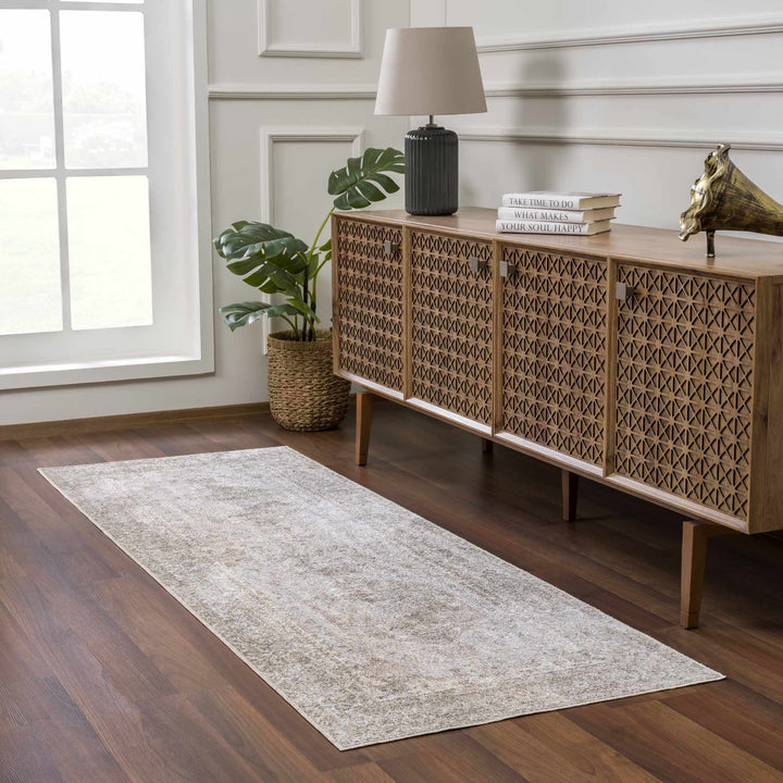 Silver, Gray and Brown Machine woven Traditional Machine washable area Rug - The Rug Decor