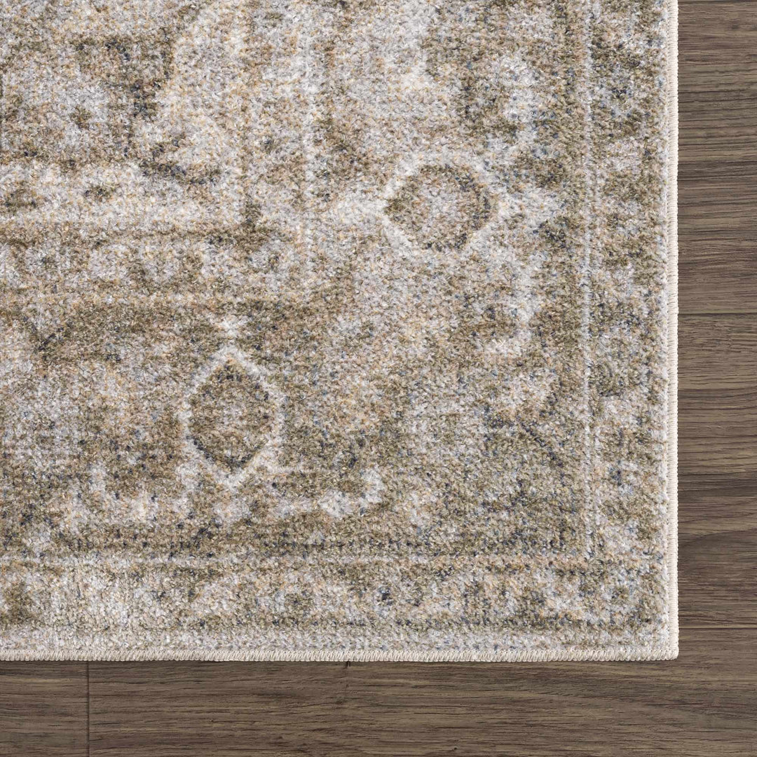 Silver, Gray and Brown Machine woven Traditional Machine washable area Rug - The Rug Decor