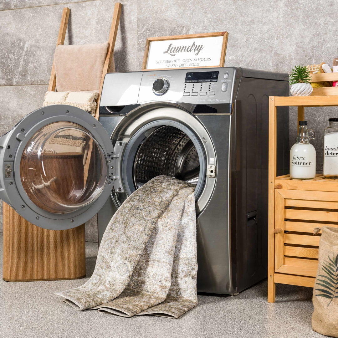 Silver, Gray and Brown Machine woven Traditional Machine washable area Rug - The Rug Decor