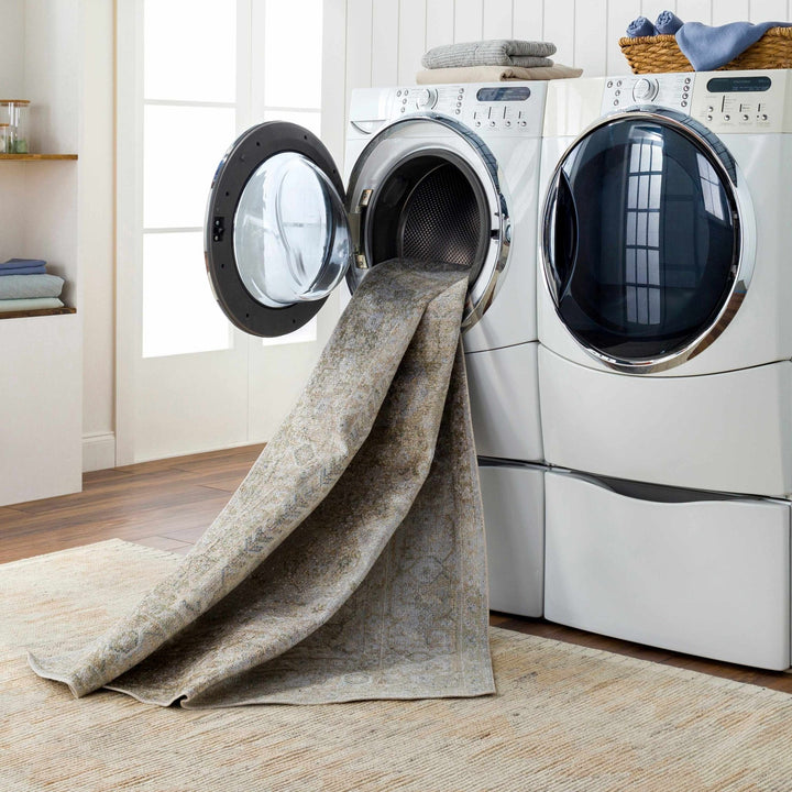 Silver, Gray and Brown Machine woven Traditional Machine washable area Rug - The Rug Decor