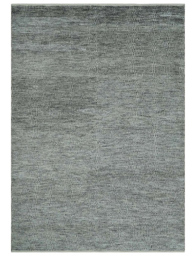 Silver, Gray and Charcoal Contemporary Hand knotted 6.6x10 wool Area Rug - The Rug Decor