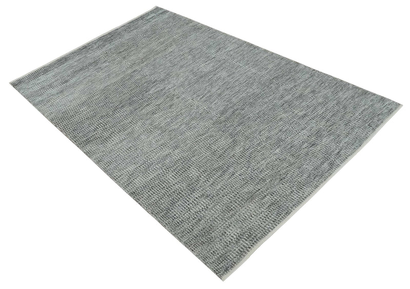 Silver, Gray and Charcoal Contemporary Hand knotted 6.6x10 wool Area Rug - The Rug Decor