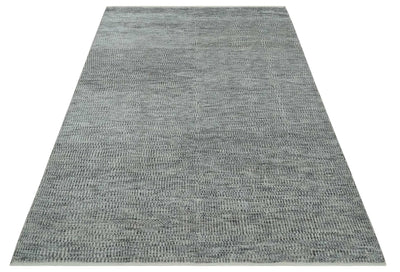 Silver, Gray and Charcoal Contemporary Hand knotted 6.6x10 wool Area Rug - The Rug Decor