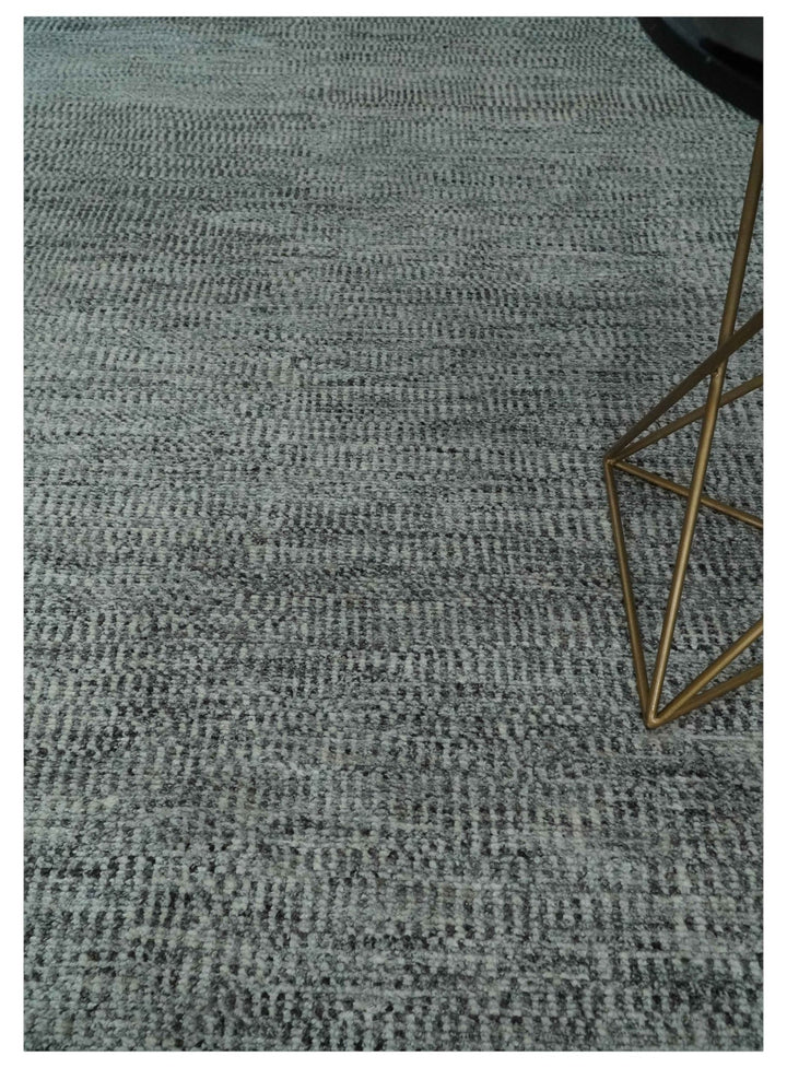Silver, Gray and Charcoal Contemporary Hand knotted 6.6x10 wool Area Rug - The Rug Decor