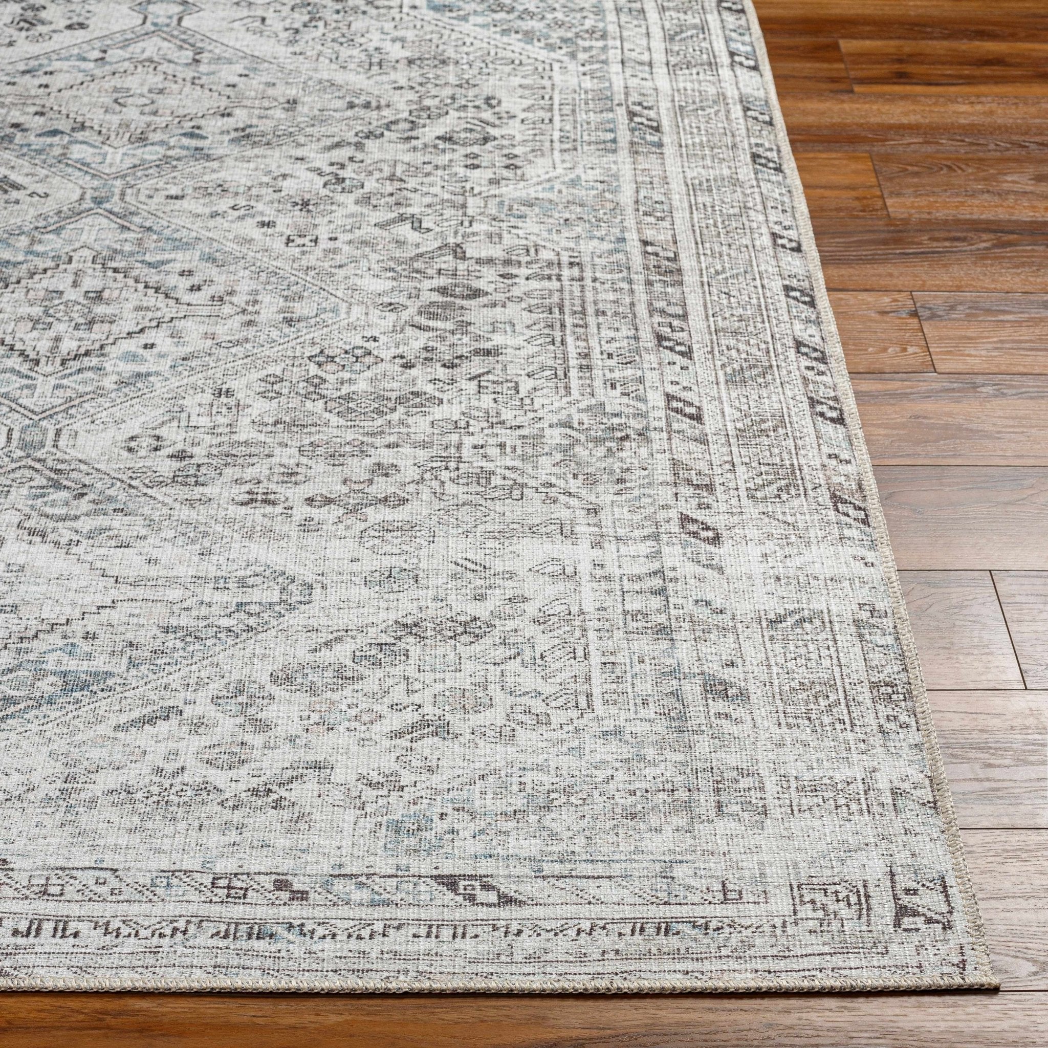 Silver, Gray and Charcoal Traditional Machine Washable