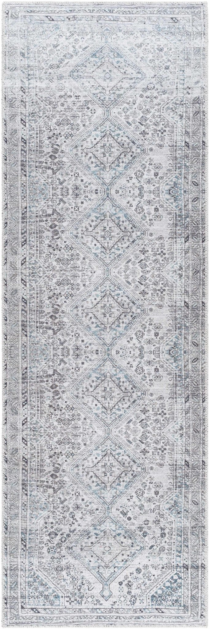 Silver, Gray and Charcoal Traditional Machine Washable