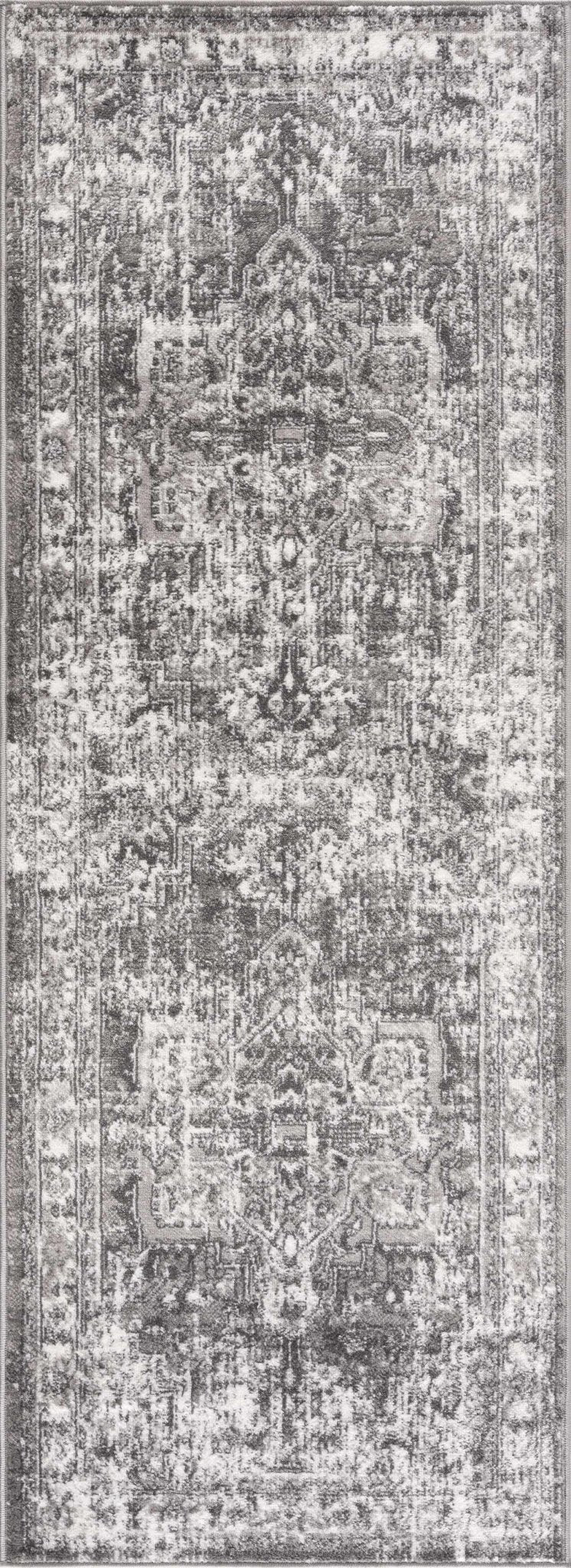 Silver, Gray and Charcoal Traditional Medallion Design Jute Backing Area Rug - The Rug Decor