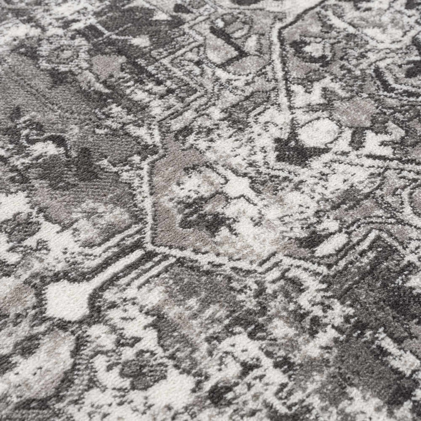 Silver, Gray and Charcoal Traditional Medallion Design Jute Backing Area Rug - The Rug Decor