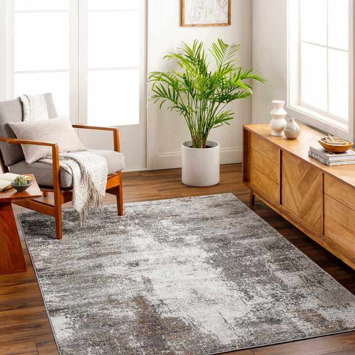 Silver, Gray, Charcoal and Gold Modern Area Rug - The Rug Decor