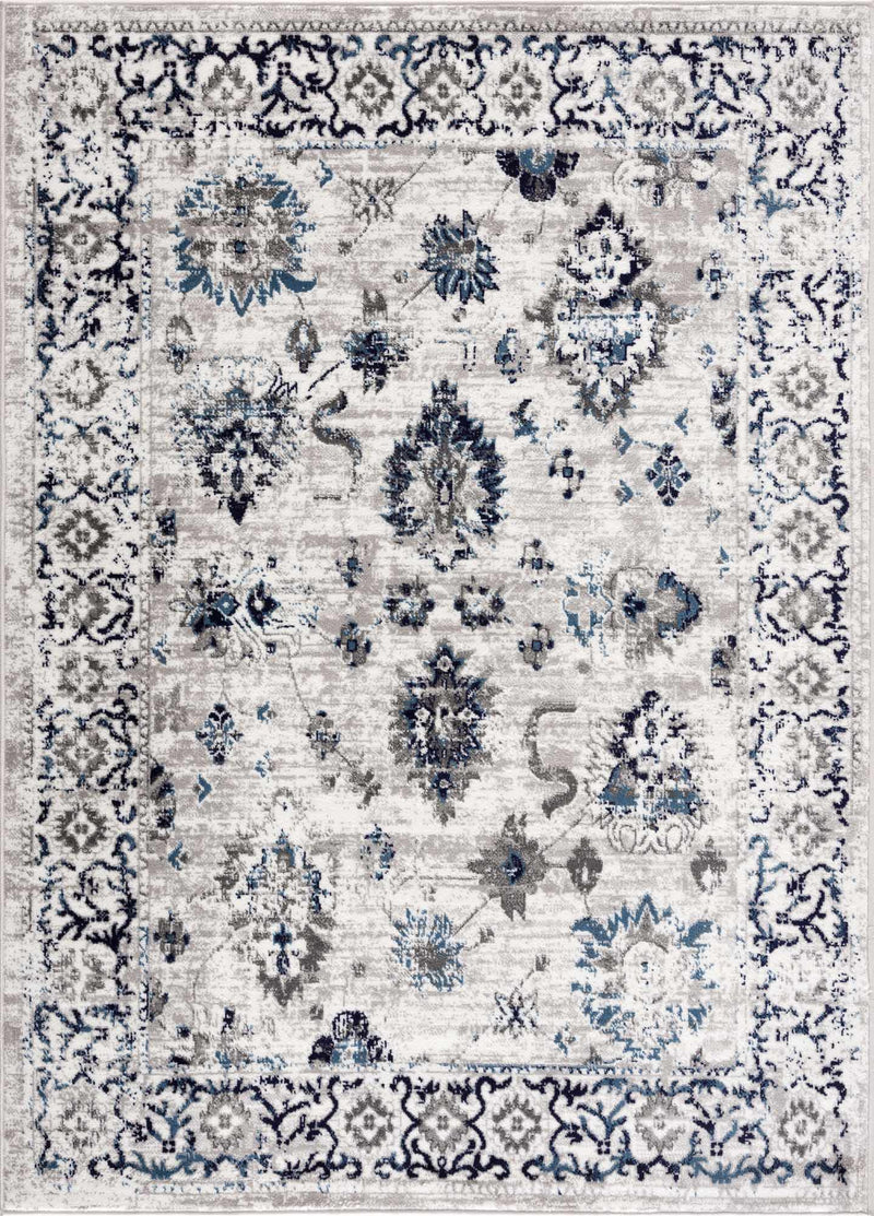 Silver, Gray, Teal and Charcoal Traditional Oushak Design Area Rug - The Rug Decor