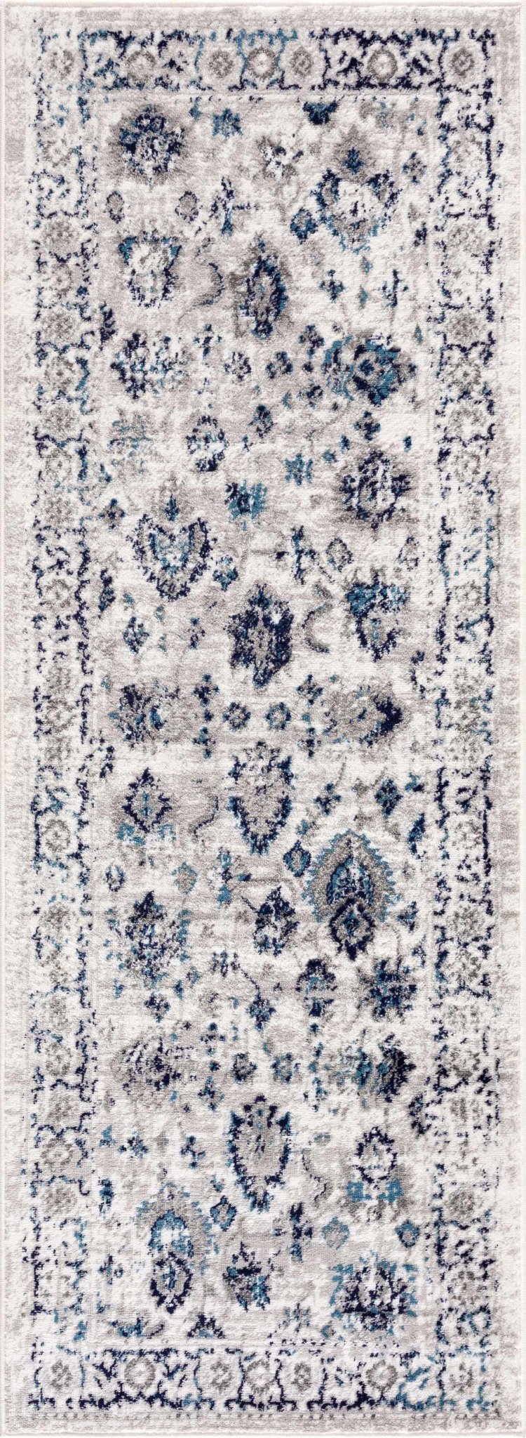 Silver, Gray, Teal and Charcoal Traditional Oushak Design Area Rug - The Rug Decor