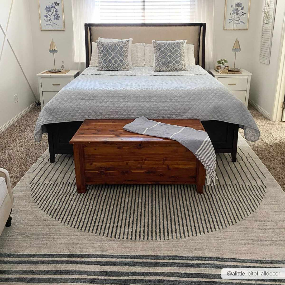 Silver, Ivory and Charcoal Geometrical Stripes Pattern washable Design Rug - The Rug Decor