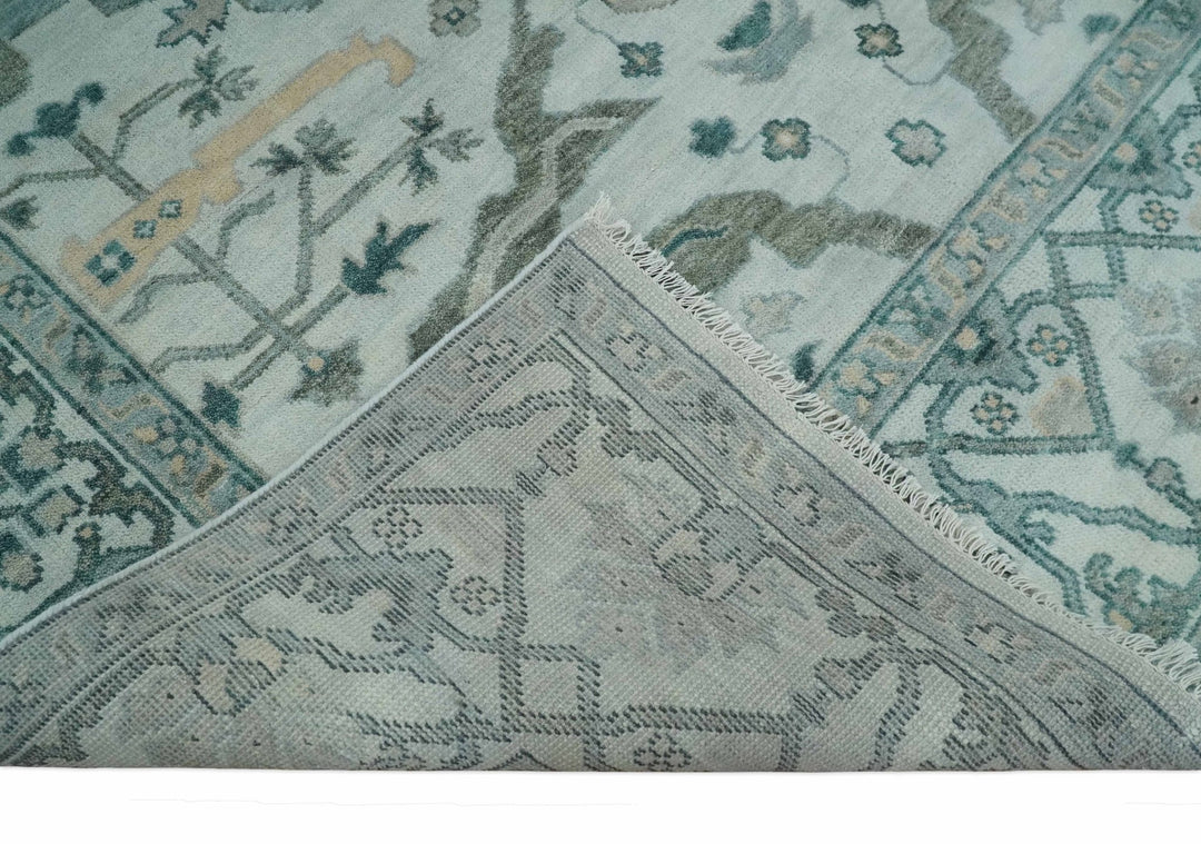 Silver Oushak 8x10 Hand Knotted Blue, Silver and gray Persian Antique Wool Rug | TRDCP963810 - The Rug Decor