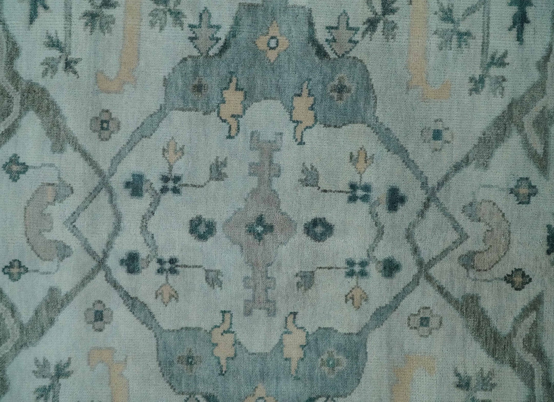 Silver Oushak 8x10 Hand Knotted Blue, Silver and gray Persian Antique Wool Rug | TRDCP963810 - The Rug Decor