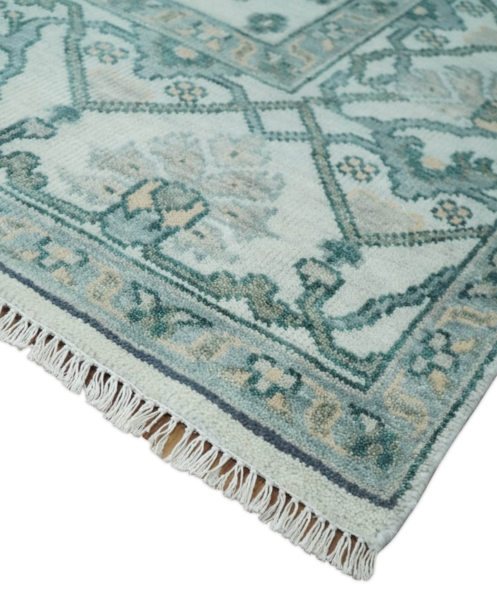 Silver Oushak 8x10 Hand Knotted Blue, Silver and gray Persian Antique Wool Rug | TRDCP963810 - The Rug Decor