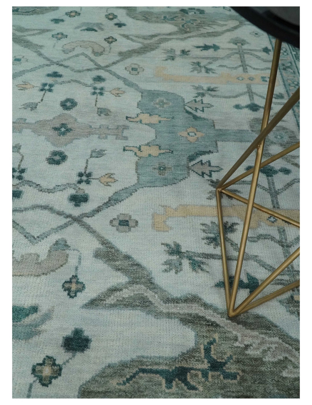 Silver Oushak 8x10 Hand Knotted Blue, Silver and gray Persian Antique Wool Rug | TRDCP963810 - The Rug Decor